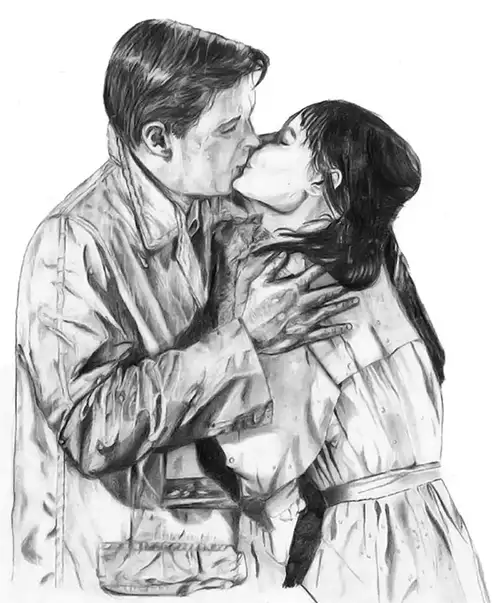 dibujo escena peli desayuno con diamantes