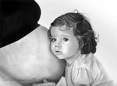 dibujo madre con dos hijas
