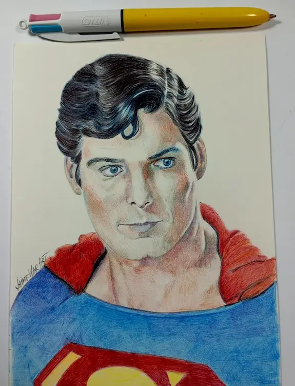 Retrato a bolígrafo de Superman
