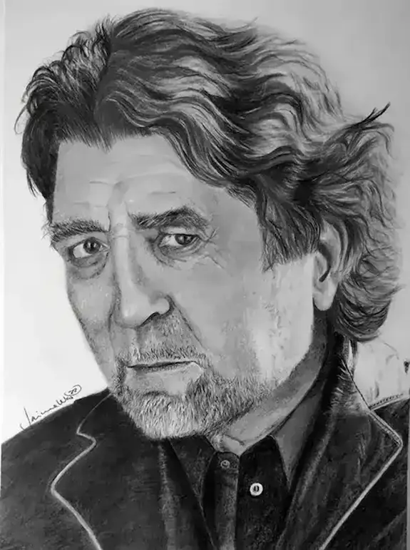 Retrato a lápiz de Joaquín Sabina