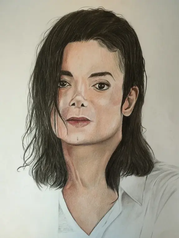 Retrato a lápiz de color de Michael Jackson