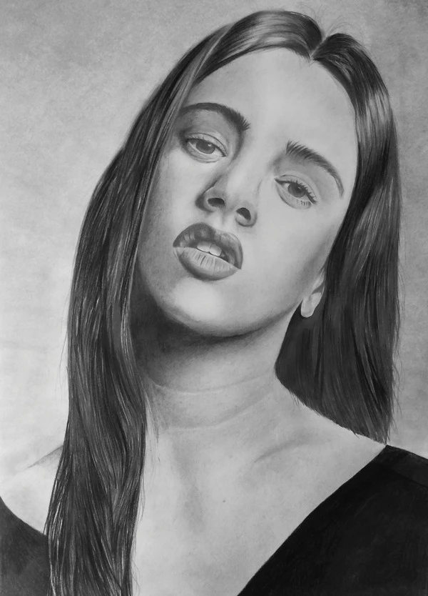 Retrato a lápiz de Rosalía