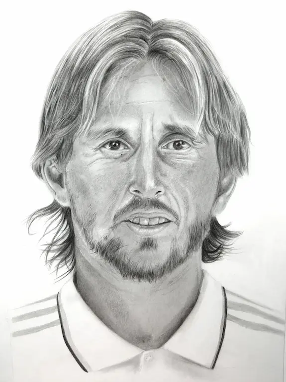 Retrato a lápiz de Luca Modric - Real Madrid