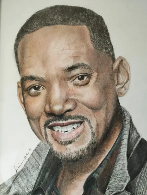Retrato a lápiz de color de Will Smith